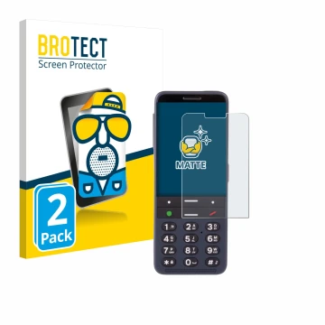 Face avant d’un emballage produit avec le logo de la marque BROTECT. À côté, l’appareil BlindShell Classic 3 est représenté av