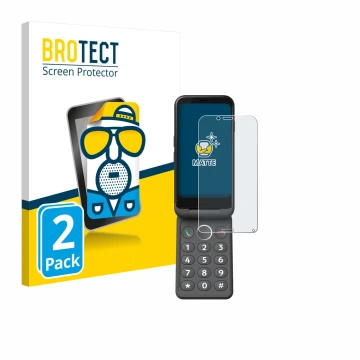 Face avant d’un emballage produit avec le logo de la marque BROTECT. À côté, l’appareil Doro Aurora A20 est représenté avec la