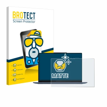 Face avant d’un emballage produit avec le logo de la marque BROTECT. À côté, l’appareil Lenovo Yoga Slim 7 14Q8X9 est représen