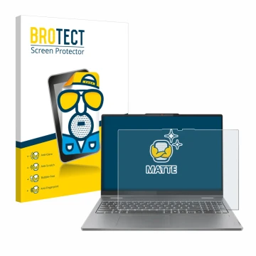 Face avant d’un emballage produit avec le logo de la marque BROTECT. À côté, l’appareil Lenovo IdeaPad 5 2-in-1 Gen 10 16