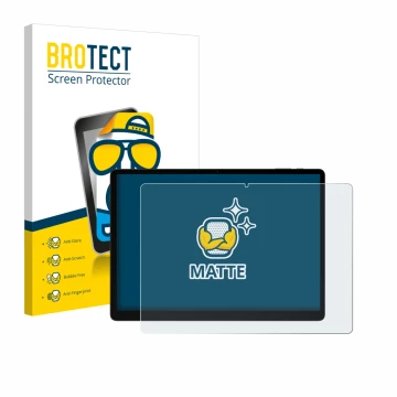 Face avant d’un emballage produit avec le logo de la marque BROTECT. À côté, l’appareil Doogee Tab E3 Max 14 est représenté av