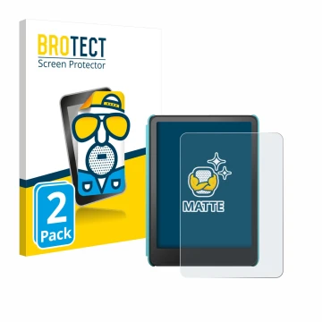 Face avant d’un emballage produit avec le logo de la marque BROTECT. À côté, l’appareil Amazon Kindle Colorsoft Kids est repré