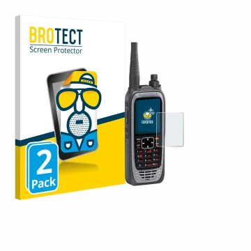 Face avant d’un emballage produit avec le logo de la marque BROTECT. À côté, l’appareil Icom IC-A25NE /IC-A25CE est représenté
