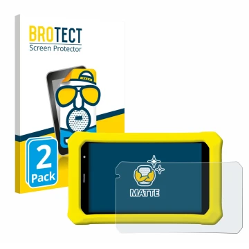 Face avant d’un emballage produit avec le logo de la marque BROTECT. À côté, l’appareil Clementoni Clempad 8