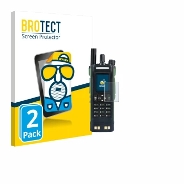 Face avant d’un emballage produit avec le logo de la marque BROTECT. À côté, l’appareil Baofeng DM-32 est représenté avec la p