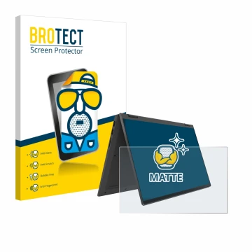 Face avant d’un emballage produit avec le logo de la marque BROTECT. À côté, l’appareil Lenovo IdeaPad Flex 5 14ALC05 est repr