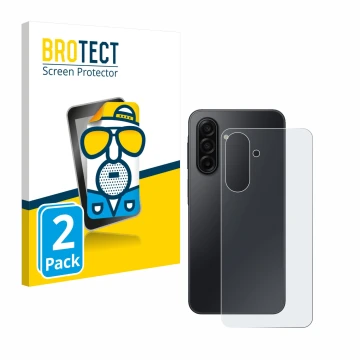 Face avant d’un emballage produit avec le logo de la marque BROTECT. À côté, l’appareil Samsung Galaxy A17 5G (Arrière) est re
