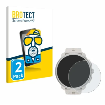 Face avant d’un emballage produit avec le logo de la marque BROTECT. À côté, l’appareil Suunto Race 2 est représenté avec la p