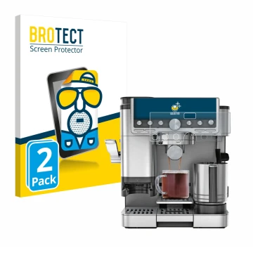 Face avant d’un emballage produit avec le logo de la marque BROTECT. À côté, l’appareil Ninja Luxe Cafe Pro ES701EU est représ
