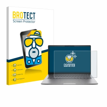 Face avant d’un emballage produit avec le logo de la marque BROTECT. À côté, l’appareil HP ZBook 8 G1a 14