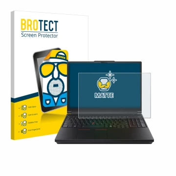 Face avant d’un emballage produit avec le logo de la marque BROTECT. À côté, l’appareil Lenovo ThinkPad P16 Gen 3 est représen