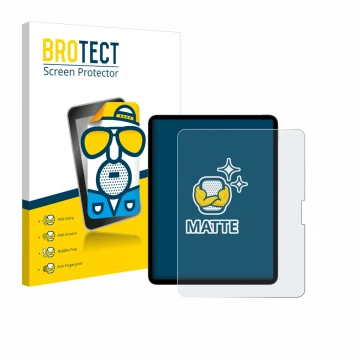 Face avant d’un emballage produit avec le logo de la marque BROTECT. À côté, l’appareil Apple iPad Pro 13