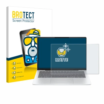 Face avant d’un emballage produit avec le logo de la marque BROTECT. À côté, l’appareil HP OmniBook 5 14 est représenté avec l