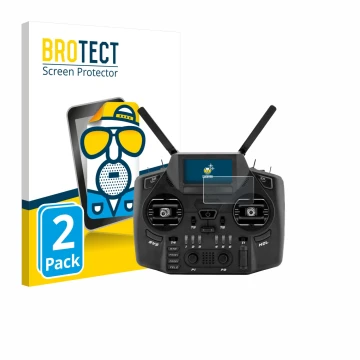 Face avant d’un emballage produit avec le logo de la marque BROTECT. À côté, l’appareil Radiomaster GX12 est représenté avec l