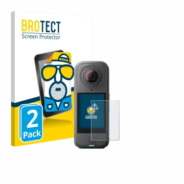 Face avant d’un emballage produit avec le logo de la marque BROTECT. À côté, l’appareil Insta360 X4 Air est représenté avec la