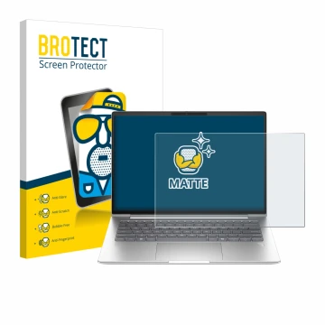 Face avant d’un emballage produit avec le logo de la marque BROTECT. À côté, l’appareil HP ProBook 4 G1a 14