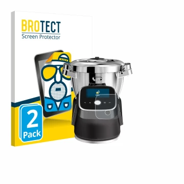 Face avant d’un emballage produit avec le logo de la marque BROTECT. À côté, l’appareil Moulinex i-Companion Touch Pro est rep