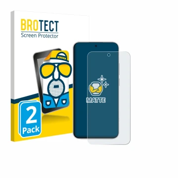 Face avant d’un emballage produit avec le logo de la marque BROTECT. À côté, l’appareil Xiaomi Redmi Note 15 Pro 5G est représ