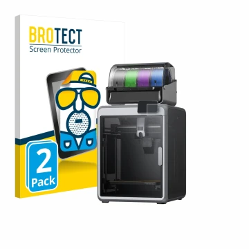 Face avant d’un emballage produit avec le logo de la marque BROTECT. À côté, l’appareil Creality K2 est représenté avec la pro