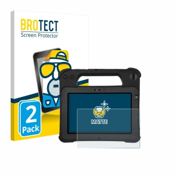 Face avant d’un emballage produit avec le logo de la marque BROTECT. À côté, l’appareil Zebra XPad L10ax est représenté avec l