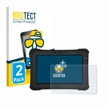 Face avant d’un emballage produit avec le logo de la marque BROTECT. À côté, l’appareil Zebra XSlate L10ax est représenté avec