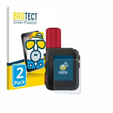 Face avant d’un emballage produit avec le logo de la marque BROTECT. À côté, l’appareil Garmin inReach Mini 3 Plus est représe
