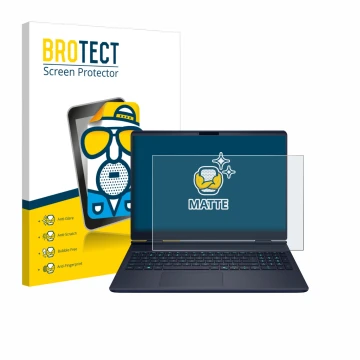 Face avant d’un emballage produit avec le logo de la marque BROTECT. À côté, l’appareil Dell Alienware 16X est représenté avec