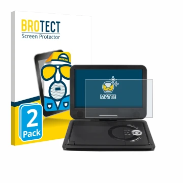 Face avant d’un emballage produit avec le logo de la marque BROTECT. À côté, l’appareil Soundmaster PDB1910SW DVD Player est r