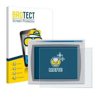 Face avant d’un emballage produit avec le logo de la marque BROTECT. À côté, l’appareil Allen Bradly HMI AB 2711P-RDT15C est r