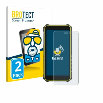 Face avant d’un emballage produit avec le logo de la marque BROTECT. À côté, l’appareil Ulefone RugKing 2 Pro est représenté a