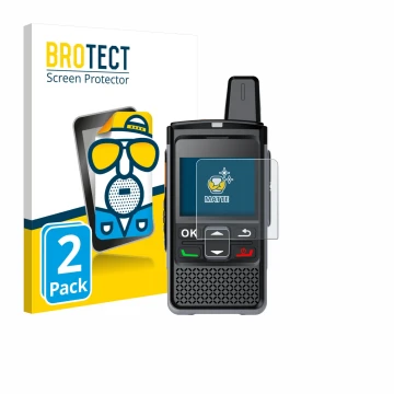 Face avant d’un emballage produit avec le logo de la marque BROTECT. À côté, l’appareil Hytera PNC360S est représenté avec la 