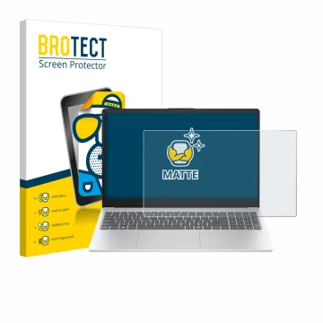 Face avant d’un emballage produit avec le logo de la marque BROTECT. À côté, l’appareil HP OmniBook 3 15