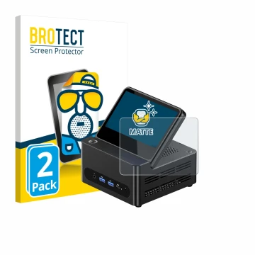 Face avant d’un emballage produit avec le logo de la marque BROTECT. À côté, l’appareil AOOSTAR ‎G-FLIP H255 est représenté av