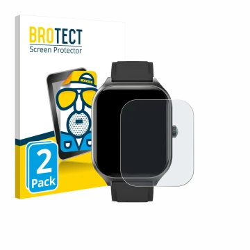 Face avant d’un emballage produit avec le logo de la marque BROTECT. À côté, l’appareil FORRLITE Smartwatch 2.01
