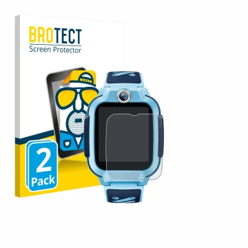 Face avant d’un emballage produit avec le logo de la marque BROTECT. À côté, l’appareil Imoo Watch Phone Z3 est représenté ave