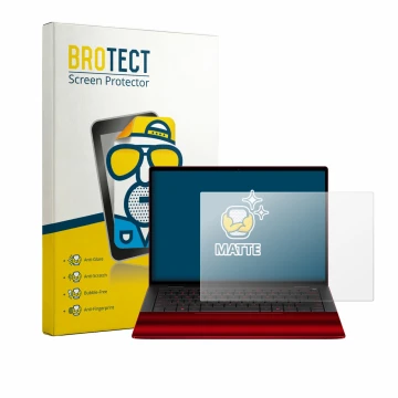 Face avant d’un emballage produit avec le logo de la marque BROTECT. À côté, l’appareil HP Scuderia Ferrari Notebook est repré