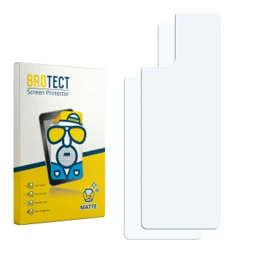 Face avant d’un emballage produit avec le logo de la marque BROTECT. À côté se trouve la protection d’écran correspondante.