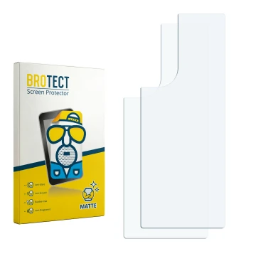 Face avant d’un emballage produit avec le logo de la marque BROTECT. À côté se trouve la protection d’écran correspondante.