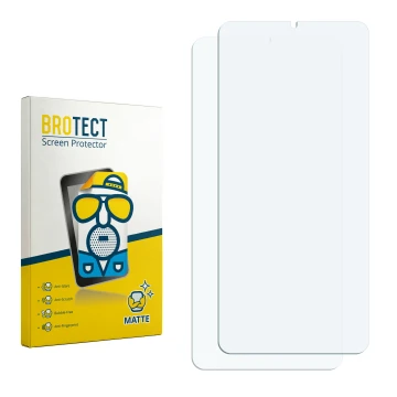 Face avant d’un emballage produit avec le logo de la marque BROTECT. À côté se trouve la protection d’écran correspondante.
