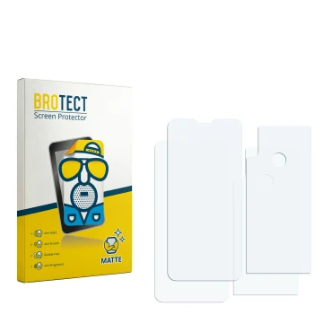Face avant d’un emballage produit avec le logo de la marque BROTECT. À côté se trouve la protection d’écran correspondante.