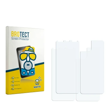 Face avant d’un emballage produit avec le logo de la marque BROTECT. À côté se trouve la protection d’écran correspondante.