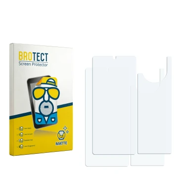 Face avant d’un emballage produit avec le logo de la marque BROTECT. À côté se trouve la protection d’écran correspondante.