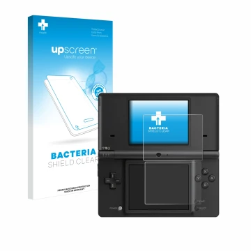 Face avant d’un emballage produit avec le logo de la marque upscreen. À côté, l’appareil Nintendo DSi est représenté avec la p