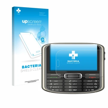 Face avant d’un emballage produit avec le logo de la marque upscreen. À côté, l’appareil Nokia 3720 classic est représenté ave