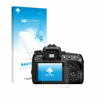 Face avant d’un emballage produit avec le logo de la marque upscreen. À côté, l’appareil Sony Alpha 580 (DSLR-A580) est représ