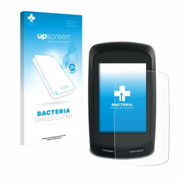 Face avant d’un emballage produit avec le logo de la marque upscreen. À côté, l’appareil Garmin Edge 800 est représenté avec l