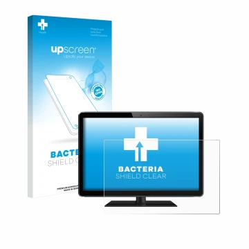 Face avant d’un emballage produit avec le logo de la marque upscreen. À côté, l’appareil est représenté avec la protection d’é