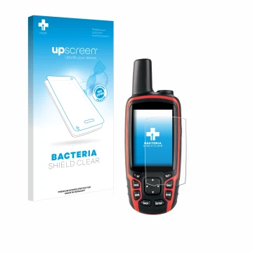 Face avant d’un emballage produit avec le logo de la marque upscreen. À côté, l’appareil Garmin Astro 320 est représenté avec 