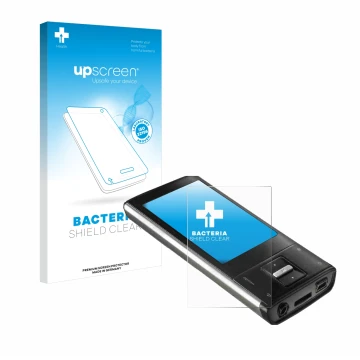 Face avant d’un emballage produit avec le logo de la marque upscreen. À côté, l’appareil Intenso Video Shooter 2,4
