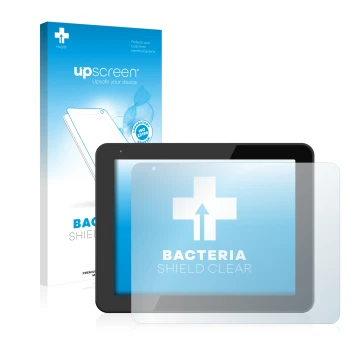 Face avant d’un emballage produit avec le logo de la marque upscreen. À côté, l’appareil BQ Curie 2 est représenté avec la pro